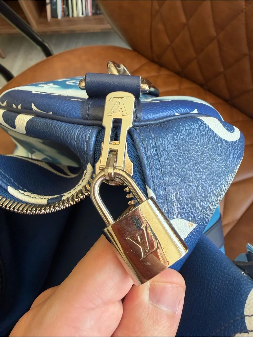 Louis Vuitton Blue and White Monogram Tie-Dye Keepall Duffel